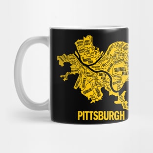 Pittsburgh Neighborhoods Map (Gold) Mug